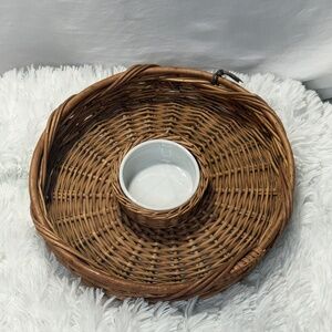 At Home Chip and Dip Wicker Serving Dish